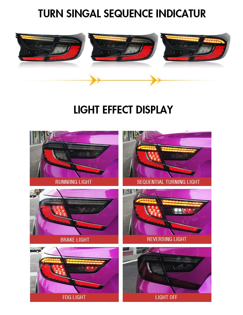 Honda Accord Tail Lights YG-B108H For Honda Accord (2018–2022) 15 Accord Tail Lights