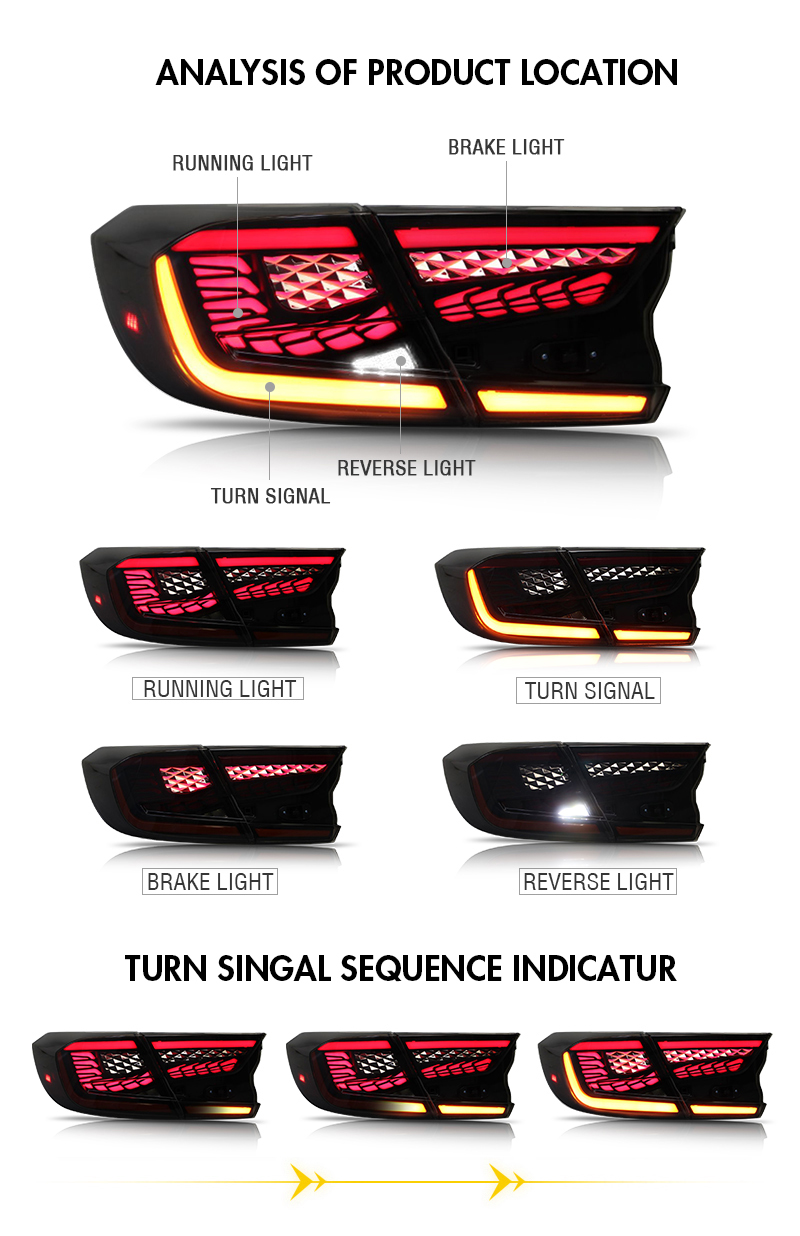 Honda Accord Tail Lights YG-B108L For Honda Accord (2018–2022) 16 Accord Tail Lights