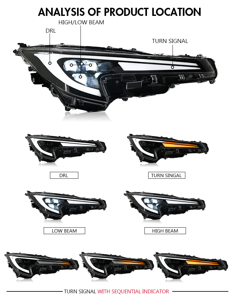 Toyota US Corolla Headlights LL-A105-1 / LL-A105-2 For Toyota US Corolla (2020–2024) 21 Corolla Headlights