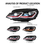 Lampu Depan Volkswagen Golf MK7 GLF-A282-G7 Untuk Volkswagen Golf MK7 (2015–2017) - Gambar Kecil Galeri Produk 10