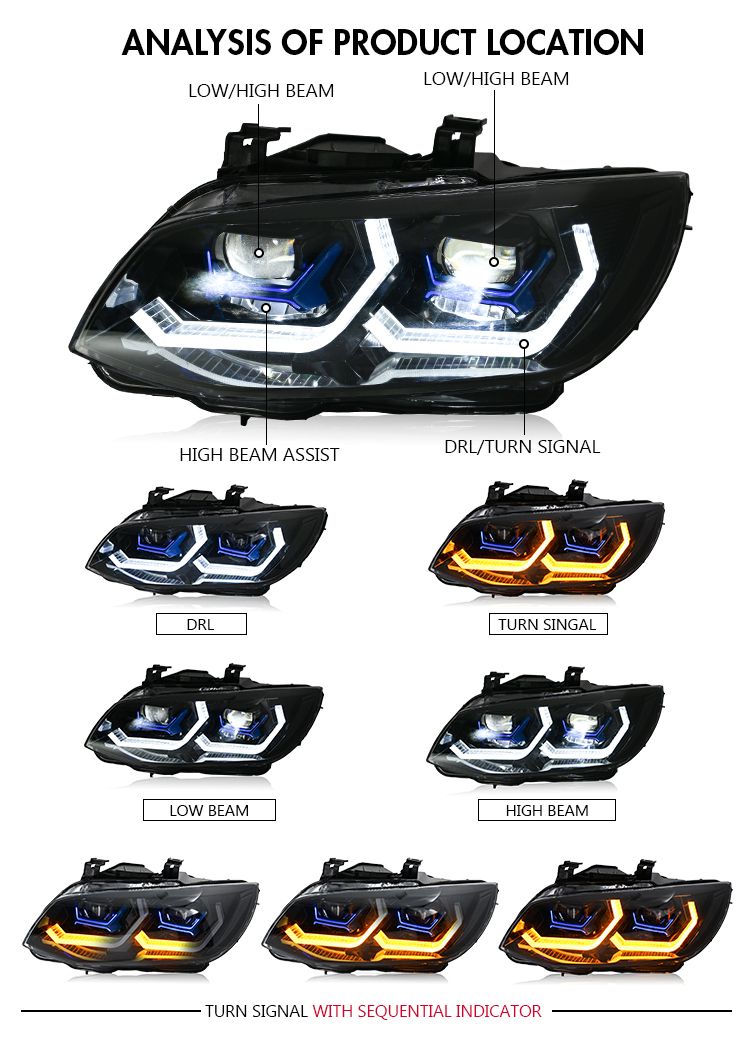 BMW E92 Headlights E92-A208-2-B For BMW 3 Series E92 E93 LCI 21 E92 Headlights