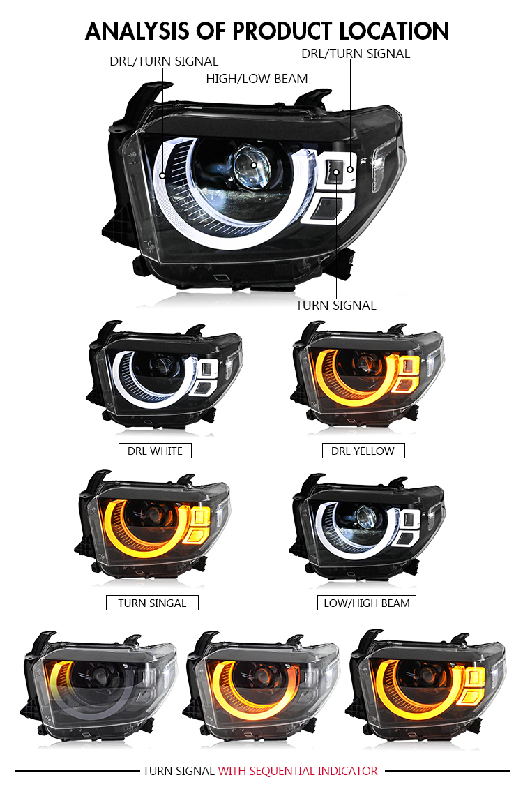 Toyota Tundra Headlights TT-A181B For Toyota Tundra (2014–2021) 19 Tundra Headlights