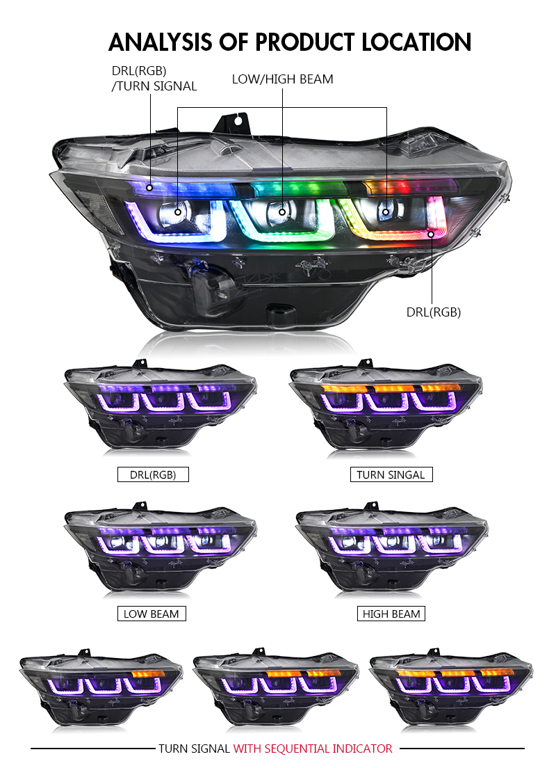 Ford Mustang Headlights YM-A530-RGB For Ford Mustang (2024–Present) 27 Mustang Headlights