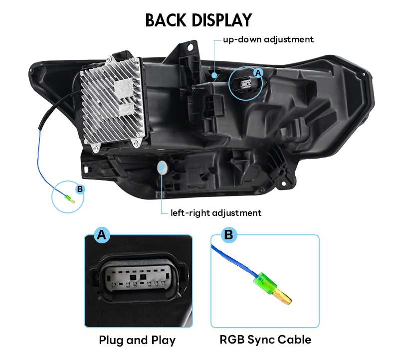 Ford Mustang Headlights YM-A530-RGB For Ford Mustang (2024–Present) 33 Mustang Headlights